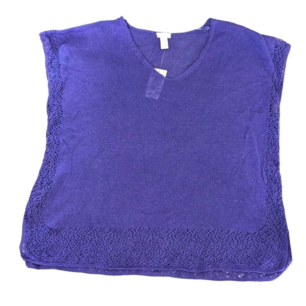 NWT Chico's Womens 2 Exotic Purple Linen Blend Blake Pullover Sweater Grandma